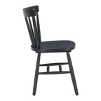 Set of Two Black Solid Wood Windsor Back Dining Side Chairs