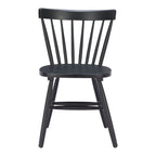 Set of Two Black Solid Wood Windsor Back Dining Side Chairs