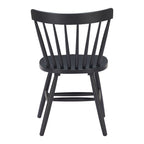 Set of Two Black Solid Wood Windsor Back Dining Side Chairs