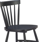 Set of Two Black Solid Wood Windsor Back Dining Side Chairs
