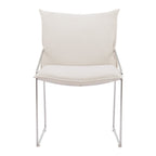 Set of Two White And Silver Faux Linen And Wood And Steel Dining Side Chairs