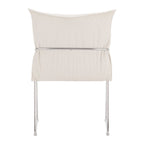 Set of Two White And Silver Faux Linen And Wood And Steel Dining Side Chairs