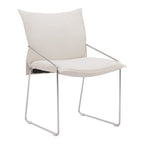 Set of Two White And Silver Faux Linen And Wood And Steel Dining Side Chairs