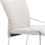 Set of Two White And Silver Faux Linen And Wood And Steel Dining Side Chairs