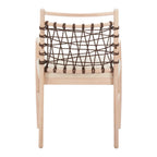 Set of Two Ivory And White Upholstered And Solid Wood Open Back Dining Arm Chairs