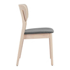 Set of Two Gray And Natural Faux Linen And Wood Open Back Dining Side Chairs