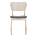 Set of Two Gray And Natural Faux Linen And Wood Open Back Dining Side Chairs