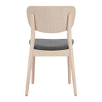 Set of Two Gray And Natural Faux Linen And Wood Open Back Dining Side Chairs
