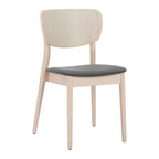 Set of Two Gray And Natural Faux Linen And Wood Open Back Dining Side Chairs