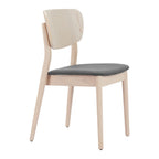Set of Two Gray And Natural Faux Linen And Wood Open Back Dining Side Chairs