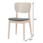 Set of Two Gray And Natural Faux Linen And Wood Open Back Dining Side Chairs