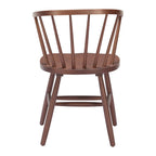 Set of Two Walnut And Brown Solid Wood Windsor Back Dining Side Chairs