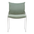 Set of Two White And Silver Faux Linen And Wood And Steel Dining Side Chairs