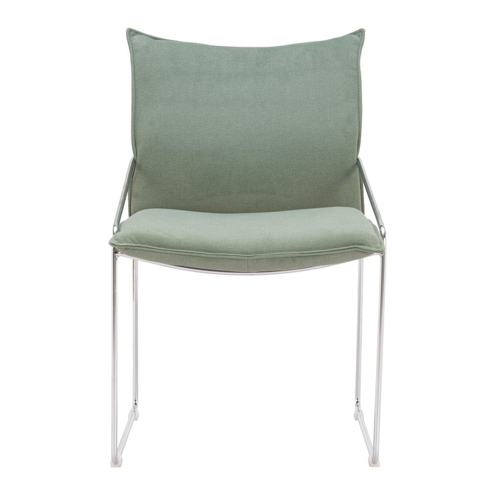 Set of Two White And Silver Faux Linen And Wood And Steel Dining Side Chairs