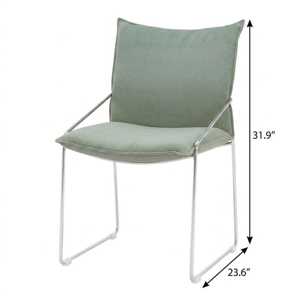 Set of Two White And Silver Faux Linen And Wood And Steel Dining Side Chairs