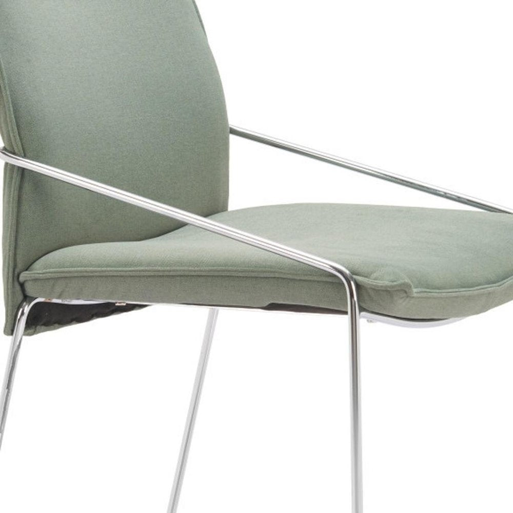 Set of Two White And Silver Faux Linen And Wood And Steel Dining Side Chairs