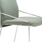 Set of Two White And Silver Faux Linen And Wood And Steel Dining Side Chairs