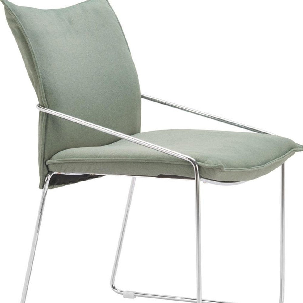 Set of Two White And Silver Faux Linen And Wood And Steel Dining Side Chairs