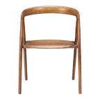 Set of Two Walnut And Brown Solid Wood Open Back Dining Arm Chairs