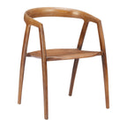 Set of Two Walnut And Brown Solid Wood Open Back Dining Arm Chairs