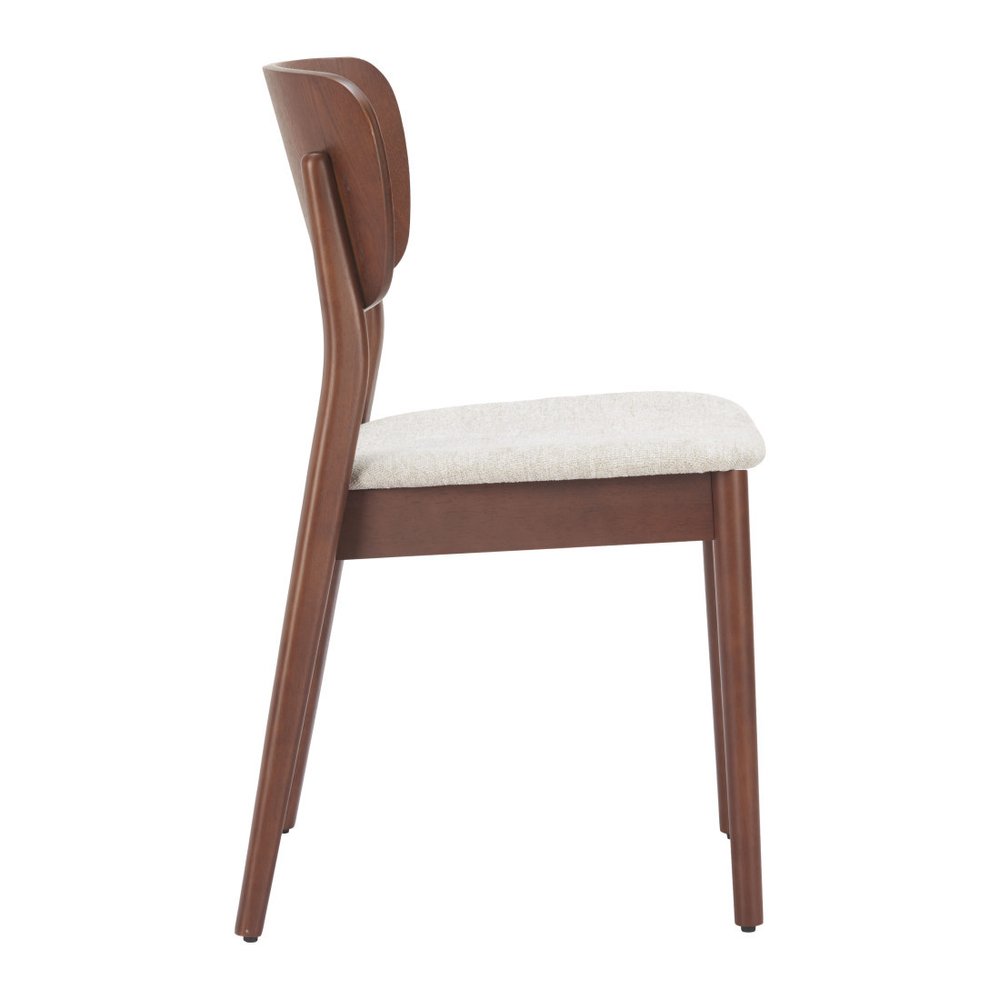 Set of Two Gray And Natural Faux Linen And Wood Open Back Dining Side Chairs