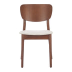 Set of Two Gray And Natural Faux Linen And Wood Open Back Dining Side Chairs