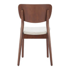 Set of Two Gray And Natural Faux Linen And Wood Open Back Dining Side Chairs