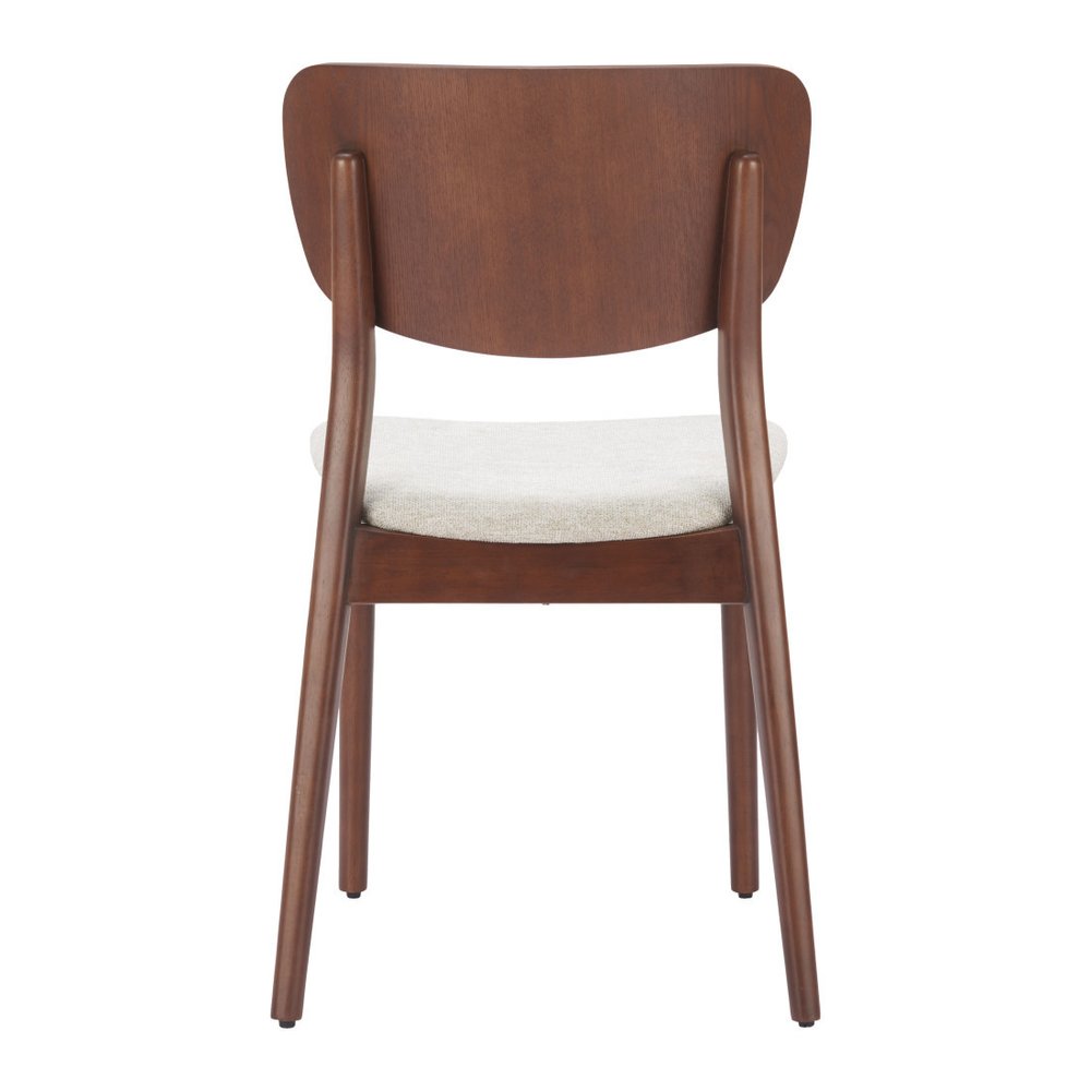 Set of Two Gray And Natural Faux Linen And Wood Open Back Dining Side Chairs