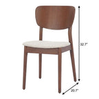 Set of Two Gray And Natural Faux Linen And Wood Open Back Dining Side Chairs
