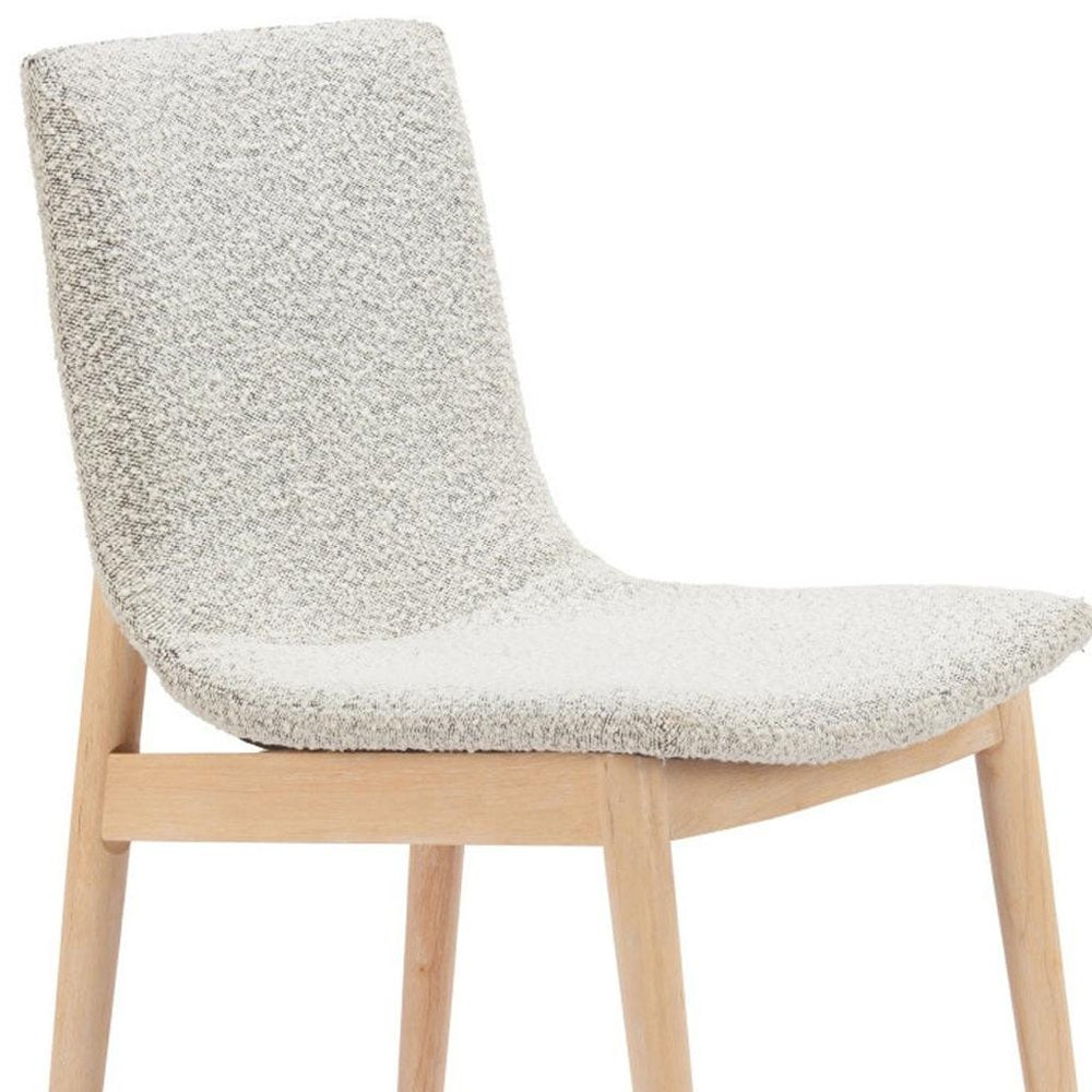 Set of Two Gray And Natural Fabric And Solid Wood Dining Side Chairs
