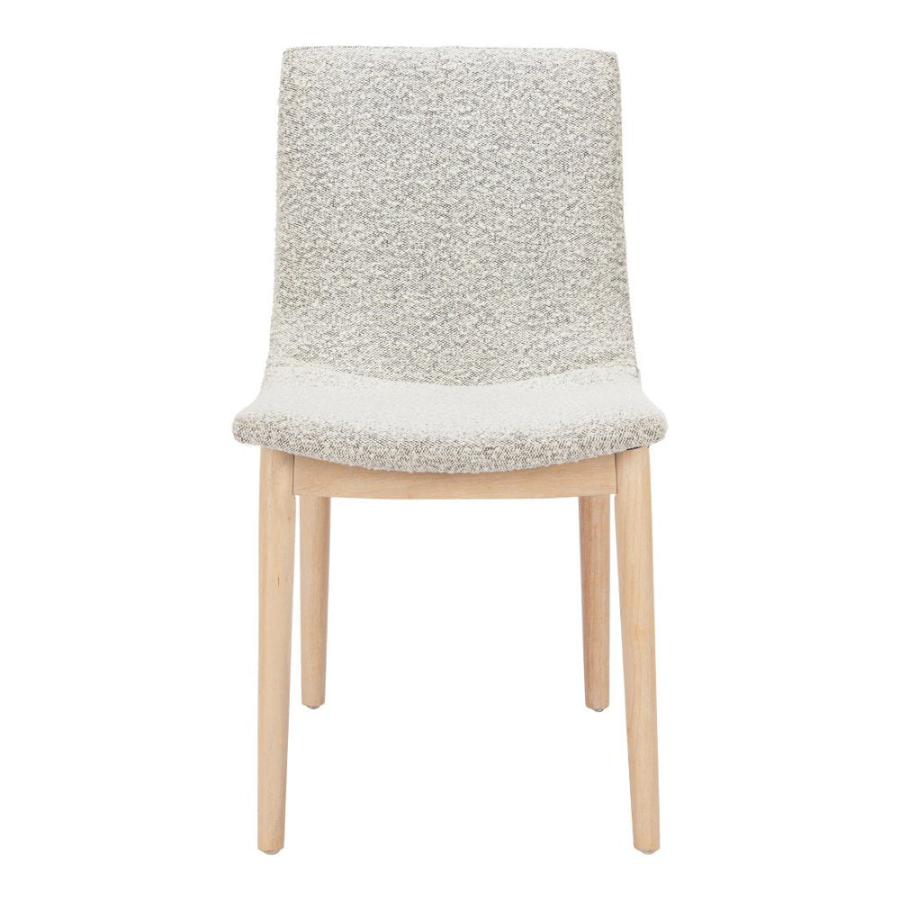 Set of Two Gray And Natural Fabric And Solid Wood Dining Side Chairs