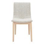 Set of Two Gray And Natural Fabric And Solid Wood Dining Side Chairs