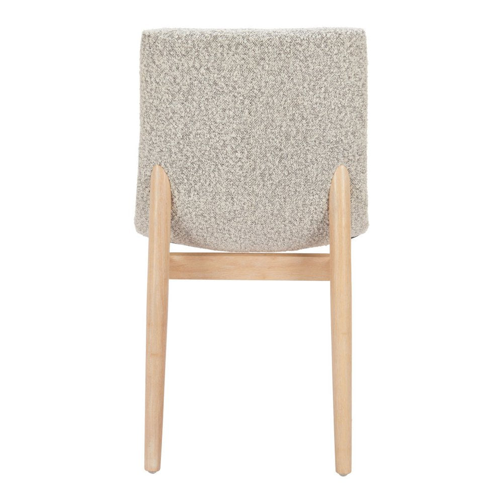 Set of Two Gray And Natural Fabric And Solid Wood Dining Side Chairs