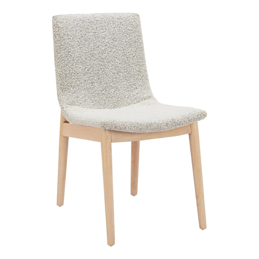 Set of Two Gray And Natural Fabric And Solid Wood Dining Side Chairs