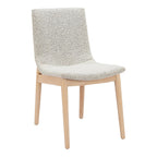 Set of Two Gray And Natural Fabric And Solid Wood Dining Side Chairs