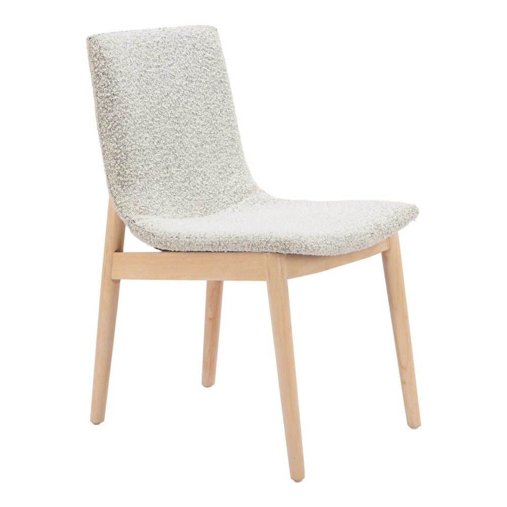 Set of Two Gray And Natural Fabric And Solid Wood Dining Side Chairs