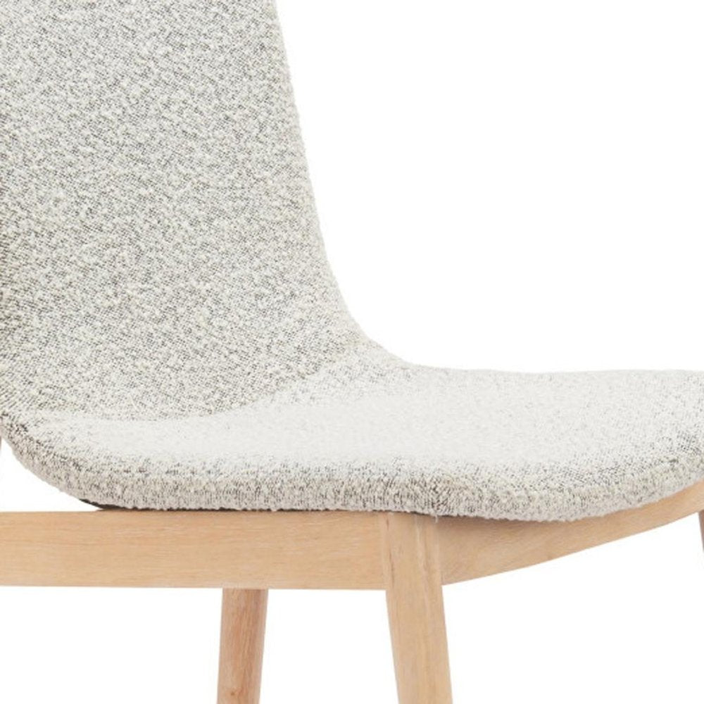 Set of Two Gray And Natural Fabric And Solid Wood Dining Side Chairs