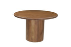 Five Piece Brown Round Solid Wood Dining Set with Four Chairs