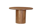 Five Piece Brown Round Solid Wood Dining Set with Four Chairs