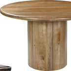 Five Piece Brown Round Solid Wood Dining Set with Four Chairs