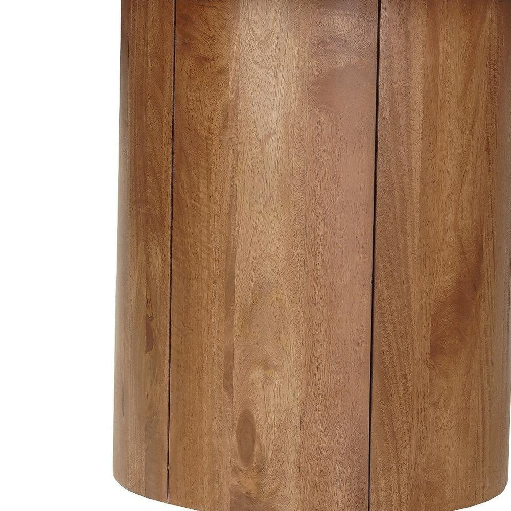 48" Brown Solid Wood Pedestal Base Round Top Dining Table