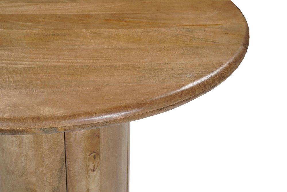 48" Brown Solid Wood Pedestal Base Round Top Dining Table