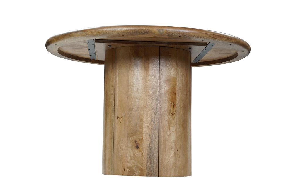 48" Brown Solid Wood Pedestal Base Round Top Dining Table