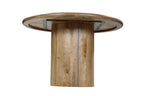 48" Brown Solid Wood Pedestal Base Round Top Dining Table