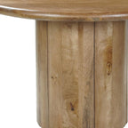 48" Brown Solid Wood Pedestal Base Round Top Dining Table