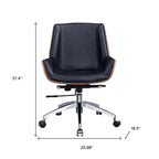 Black Rosewood and Silver Adjustable Height Swivel Rolling Conference Office Chair