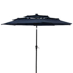 10' Dark Blue Polyester Octagonal Tilt Lighted Market Patio Umbrella