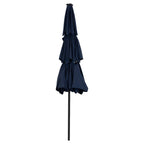 10' Dark Blue Polyester Octagonal Tilt Lighted Market Patio Umbrella