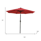 9' Red Polyester Octagonal Tilt Lighted Market Patio Umbrella