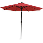 9' Red Polyester Octagonal Tilt Lighted Market Patio Umbrella